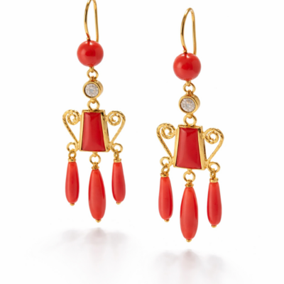 Pendientes romano de coral