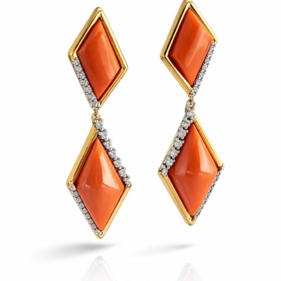 Pendientes romboides de coral