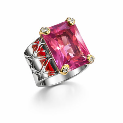 Anillo zafiro rosa