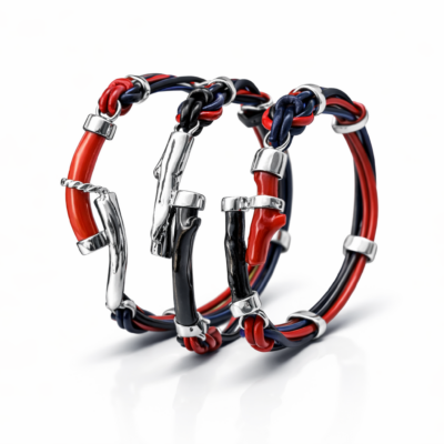 Pulsera de cuero y coral