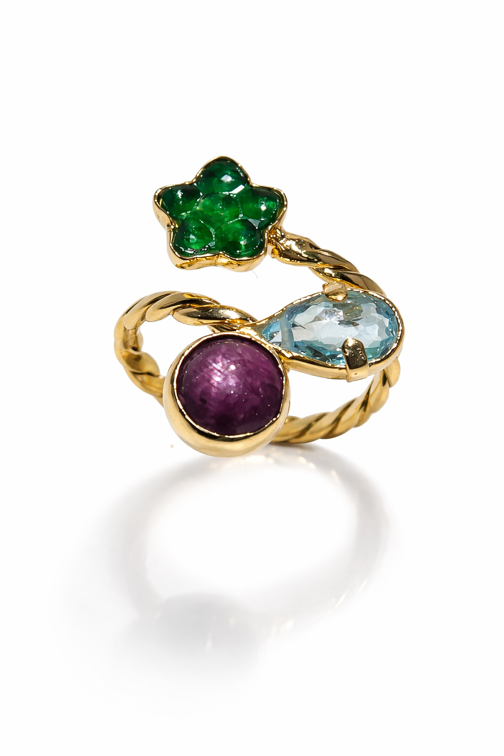 Anillo Trilogía de color en oro de ley