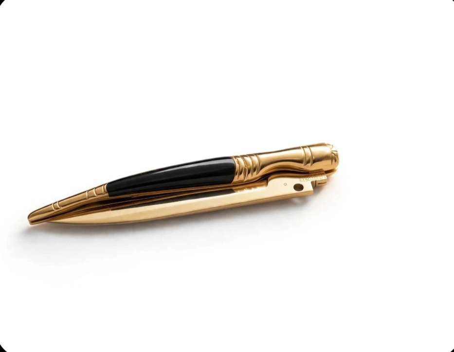 Navaja Joya en Oro 750 – Edición Exclusiva en Marfil de Mamut Fósil y Coral Negro Natural - Imagen 3